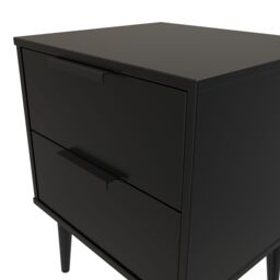 Hong Kong Ready Assembled Matt Black No Effect 2 Drawer Bedside Chest (H)505mm (W)395mm (D)415mm - thumbnail 5