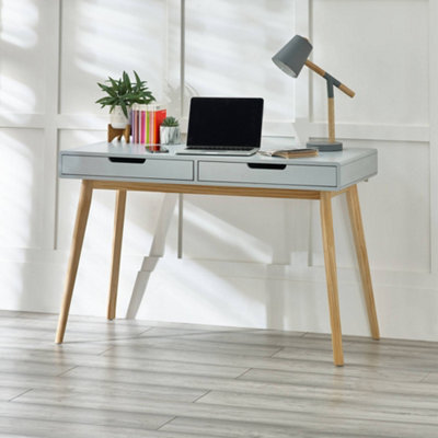 Knut Grey Desk With Drawers For Home Office, Sturdy Writing Desk And Laptop Workstation (W120Xd53Xh75Cm) - image 1