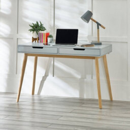 Knut Grey Desk With Drawers For Home Office, Sturdy Writing Desk And Laptop Workstation (W120Xd53Xh75Cm) - thumbnail 1