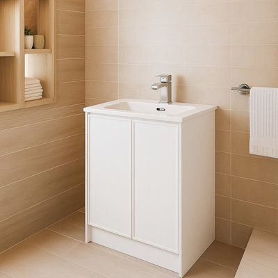 Plum&clay Jenner White Freestanding Vanity Unit & Basin Set (W)500mm (H)855mm - image 1