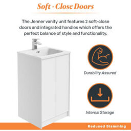 Plum&clay Jenner White Freestanding Vanity Unit & Basin Set (W)500mm (H)855mm - thumbnail 3