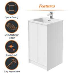 Plum&clay Jenner White Freestanding Vanity Unit & Basin Set (W)500mm (H)855mm - thumbnail 5