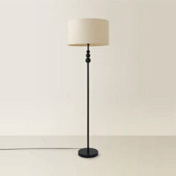 Valuelights Marissa Matte Black Stacked Ball Floor Lamp With Natural Drum Shade - Led Bulb Included - thumbnail 6