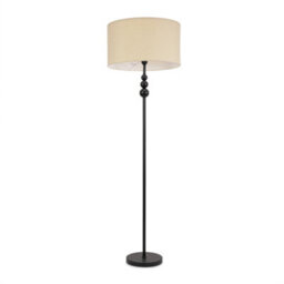 Valuelights Marissa Matte Black Stacked Ball Floor Lamp With Natural Drum Shade - Led Bulb Included - thumbnail 2