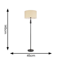 Valuelights Marissa Matte Black Stacked Ball Floor Lamp With Natural Drum Shade - Led Bulb Included - thumbnail 7