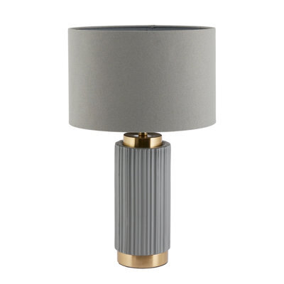 Pacific Lifestyle Grey Textured Ceramic And Gold Metal Table Lamp - image 1
