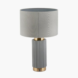 Pacific Lifestyle Grey Textured Ceramic And Gold Metal Table Lamp - thumbnail 2
