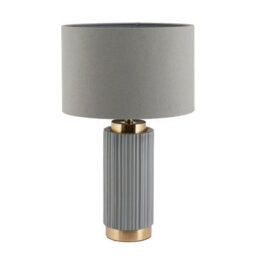 Pacific Lifestyle Grey Textured Ceramic And Gold Metal Table Lamp