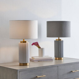 Pacific Lifestyle Grey Textured Ceramic And Gold Metal Table Lamp - thumbnail 8