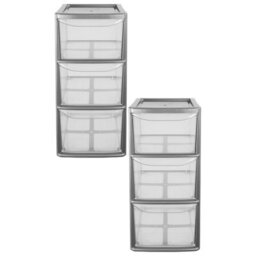 HEATON WHOLESALE 1 X 3 Drawers Multipurpose Home Office Plastic Silver Frame Modular Storage Tower Unit - thumbnail 3