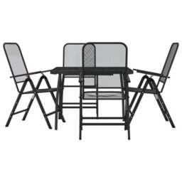 Berkfield 5 Piece Garden Dining Set Anthracite Metal Mesh - thumbnail 2