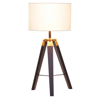 Orsina Tripod Table Lamp With Black Base, Modern White Linen Shade Table Lamp, Adjustable Height Contemporary Lamp - image 1