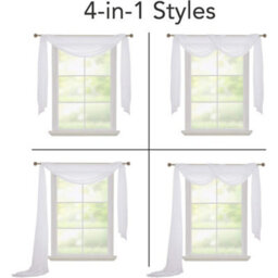 Deconovo Net Curtains Solid Semtransparent Voile Valance Sheer Voile Curtains For Living Room 140X545 Cm White Set Of 1 - thumbnail 5
