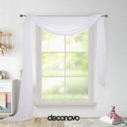 Deconovo Net Curtains Solid Semtransparent Voile Valance Sheer Voile Curtains For Living Room 140X545 Cm White Set Of 1 - thumbnail 3