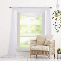 Deconovo Net Curtains Solid Semtransparent Voile Valance Sheer Voile Curtains For Living Room 140X545 Cm White Set Of 1 - thumbnail 4