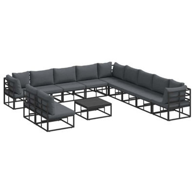 Berkfield Modern Garden Sofa Set With Cushion 12 Pcs Black Aluminium - image 1