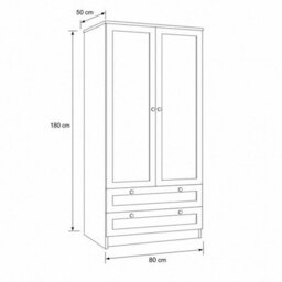 Fwstyle Artus Beige Panelled Wardrobe 2 Door 2 Drawer Deep Storage Scratch Resistant (H) 180Cm (W) 80Cm (D) 50Cm - thumbnail 4