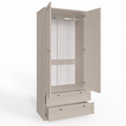 Fwstyle Artus Beige Panelled Wardrobe 2 Door 2 Drawer Deep Storage Scratch Resistant (H) 180Cm (W) 80Cm (D) 50Cm - thumbnail 3