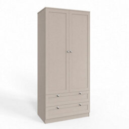 Fwstyle Artus Beige Panelled Wardrobe 2 Door 2 Drawer Deep Storage Scratch Resistant (H) 180Cm (W) 80Cm (D) 50Cm - thumbnail 2