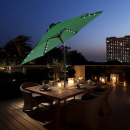 Sundaze 2.5M Green Garden Parasol Umbrella With Solar Led Lights And Crank Tilt Function Outdoor Patio - thumbnail 1