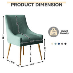 Seynar Velvet Tufted Dining Chairs With Gold Legs Set Of 2, Green, Upholstered For Dining Or Living Room - thumbnail 2