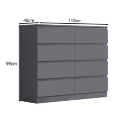 Fwstyle Stora Dark Grey 8 Drawer Chest (H) 99Cm (W) 110Cm (D) 40Cm - Extra Deep 14Cm Drawers - thumbnail 8