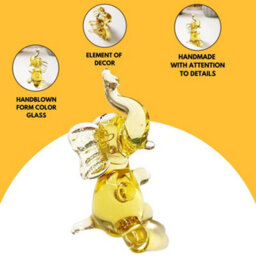 Novecrafto Handcrafted Amber Glass Elephant Figurine For Home Decor Display - thumbnail 2