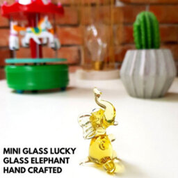 Novecrafto Handcrafted Amber Glass Elephant Figurine For Home Decor Display - thumbnail 4