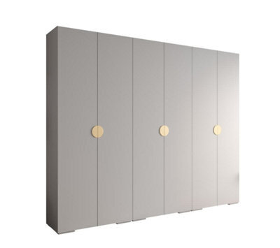 Arte Elegant White Inova 4 Hinged Door Wardrobe W2500mm H2370mm D470mm - Ultimate Storage With Gold Round Handles - image 1
