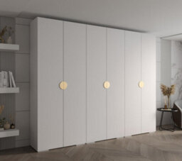 Arte Elegant White Inova 4 Hinged Door Wardrobe W2500mm H2370mm D470mm - Ultimate Storage With Gold Round Handles - thumbnail 2
