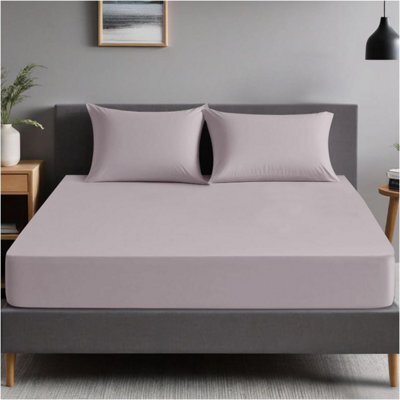 Gc Gaveno Cavailia Plain Dyed Fitted Bedsheet Single Grey Super Soft & Comfy Non Iron Fitted Sheet - image 1