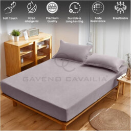 Gc Gaveno Cavailia Plain Dyed Fitted Bedsheet Single Grey Super Soft & Comfy Non Iron Fitted Sheet - thumbnail 3