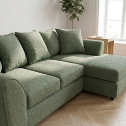 Abakus Direct Harriet Boucle Fabric Right Facing Corner Sofa In Green - thumbnail 4