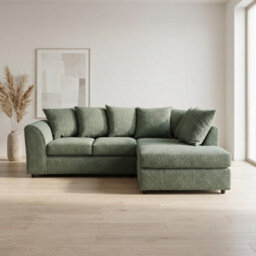 Abakus Direct Harriet Boucle Fabric Right Facing Corner Sofa In Green - thumbnail 1