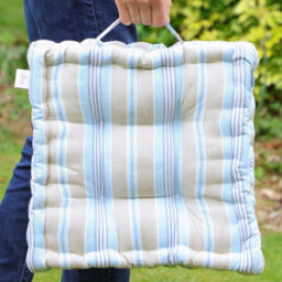 Dibor Set Of 2 Blue Striped Indoor Dining Chair Seat Pad Box Cushions - thumbnail 3