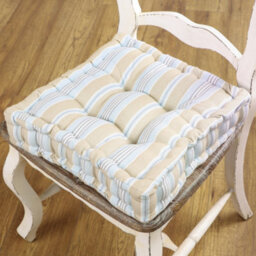 Dibor Set Of 2 Blue Striped Indoor Dining Chair Seat Pad Box Cushions - thumbnail 2