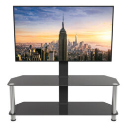 "Avf Black Glass 1.14M Tv Stand With Tv Mounting Column, For Tvs 32-65"" - Black" - thumbnail 4