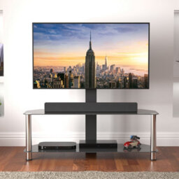 "Avf Black Glass 1.14M Tv Stand With Tv Mounting Column, For Tvs 32-65"" - Black" - thumbnail 2