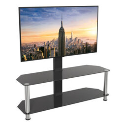 "Avf Black Glass 1.14M Tv Stand With Tv Mounting Column, For Tvs 32-65"" - Black" - thumbnail 3