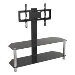 "Avf Black Glass 1.14M Tv Stand With Tv Mounting Column, For Tvs 32-65"" - Black" - thumbnail 1