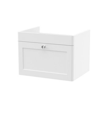 Hudson Reed Classique Components Wall Hung 1-Drawer Vanity Unit, Stylish Single Vanity Unit With Soft Close Drawer, Satin White - image 1