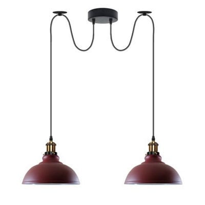 Burgundy Vintage 2 Light Ceiling Pendant With E27 Bases 29 Cm - image 1