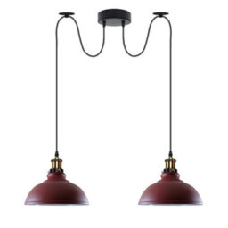 Burgundy Vintage 2 Light Ceiling Pendant With E27 Bases 29 Cm - thumbnail 2