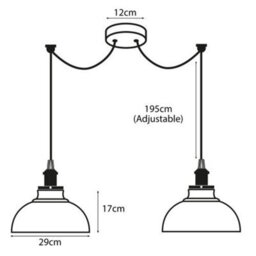 Burgundy Vintage 2 Light Ceiling Pendant With E27 Bases 29 Cm - thumbnail 5