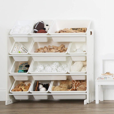 Humble Crew Children's Shelf, Toy Organiser Shelf With 12 Storage Boxes, White/white - image 1