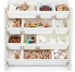 Humble Crew Children's Shelf, Toy Organiser Shelf With 12 Storage Boxes, White/white - thumbnail 4