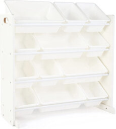 Humble Crew Children's Shelf, Toy Organiser Shelf With 12 Storage Boxes, White/white - thumbnail 2