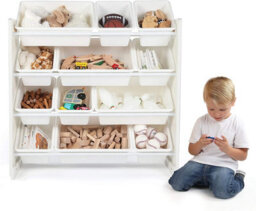 Humble Crew Children's Shelf, Toy Organiser Shelf With 12 Storage Boxes, White/white - thumbnail 6