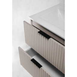Heze Furniture Flow Wall-Mounted 2 Drawer Bathroom Vanity Cabinet With Basin 80Cm - Cashmere - thumbnail 5