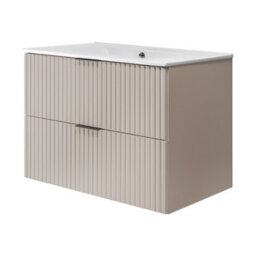 Heze Furniture Flow Wall-Mounted 2 Drawer Bathroom Vanity Cabinet With Basin 80Cm - Cashmere - thumbnail 2
